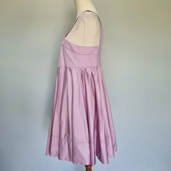 Aje Frequency Lilac Purple Cotton Pleated Babydoll Mini Dress Size 14 - Picture 4 of 10